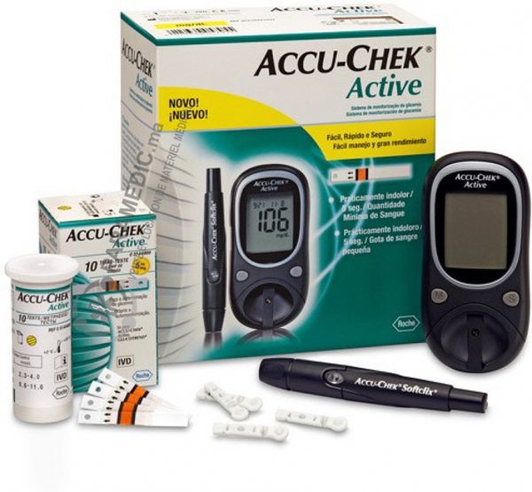 Glucomètre lecteur de glycémie complet avec 10 bandelettes avec stylo autopiqueur - Accu Chek Active | Paramedic.ma