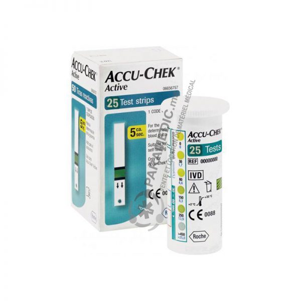 Accu Chek Active 25 bandelettes de test de la glycémie | Paramedic.ma