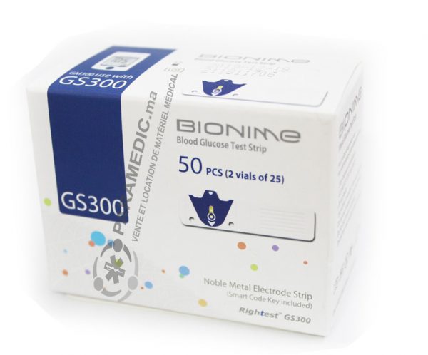 Bionime GS300 50 bandelettes de test de la glycémie | Paramedic.ma