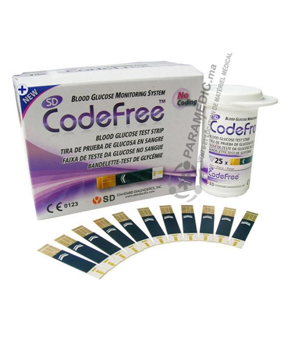 CodeFree 50 bandelettes de test de la glycémie sans code | Paramedic.ma