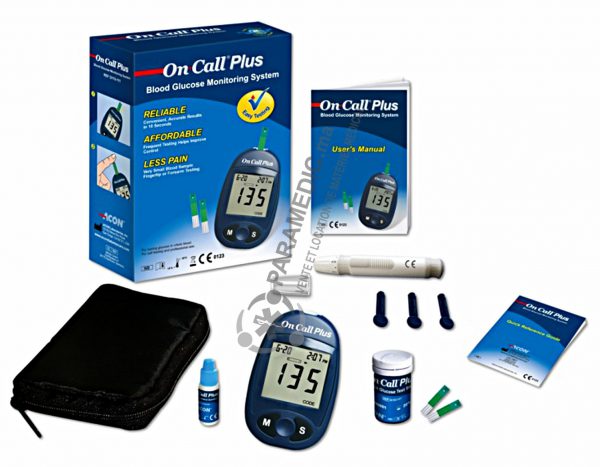 Glucometre lecteur de glycémie complet avec 10 bandelettes avec stylo autopiqueur - ON CALL PLUS II | Paramedic.ma