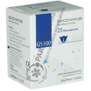 Bionime GS300 25 bandelettes de test de la glycémie | Paramedic.ma
